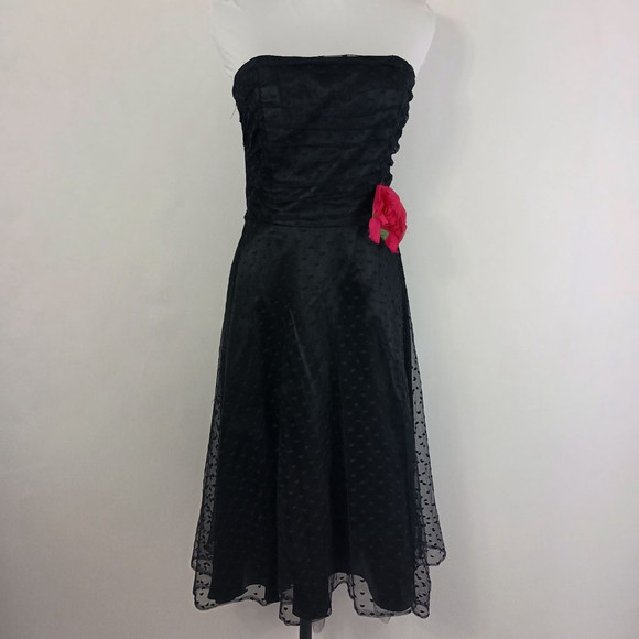 Vintage 90s Scott McClintock Black Floral Mini Dress Size 8 - Picture 7 of 13